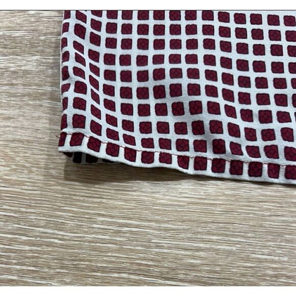 Madewell Silk Blouse Top Womens 2XS Red Geometric Short Sleeve Tie Bow Back Casu - Picture 4 of 10